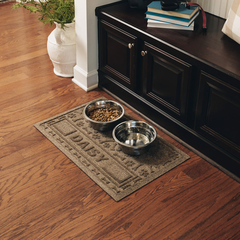 WaterHog Paws & Bones Personalized Bowl Mat