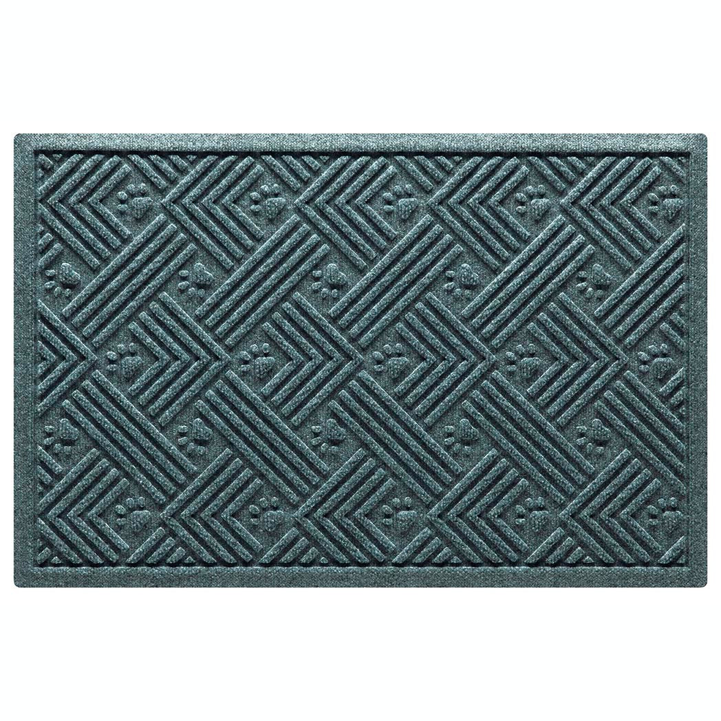 WaterHog Litter Box Mat features a litter trapping bi-level design and durable rubber backing to protect underlying floors; shown in a bluestone color and made in the USA.