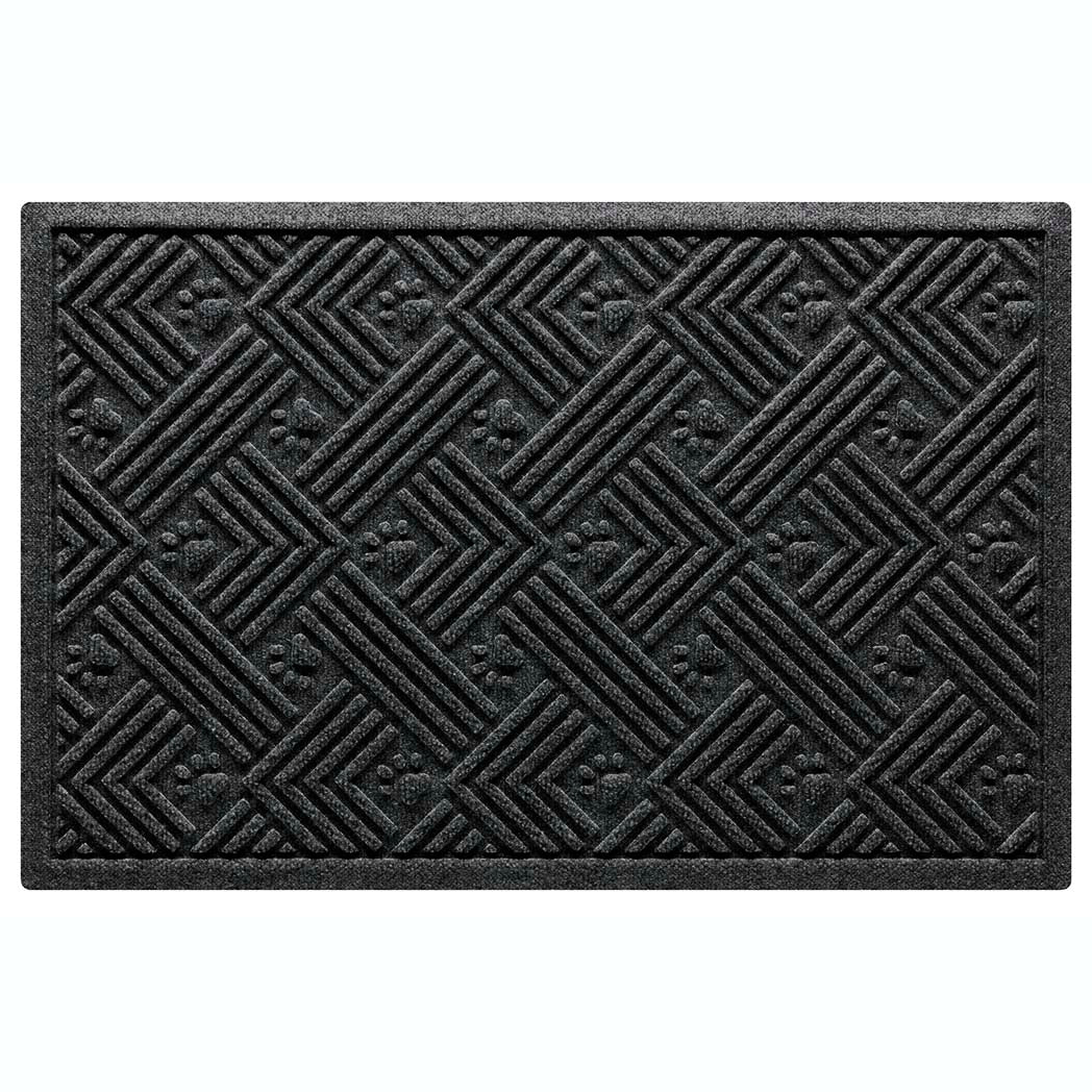 WaterHog Litter Box Mat features a litter trapping bi-level design and durable rubber backing to protect underlying floors; shown in a charcoal color and made in the USA.