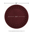 Overhead of the cranberry Trees tree skirt showing the full width of 34 inches and an inner circle of 22.5 inches