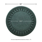 Overhead of the evergreen Trees tree skirt showing the full width of 34 inches and an inner circle of 22.5 inches