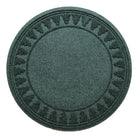 Round, deep green WaterHog tree skirt mat with a tree pattern around the rim on a white background