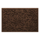 Brown doormat with textured holly pattern on a white background