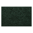 Dark green doormat with a bi-level holiday leaf pattern on a white background