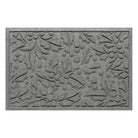 Gray indoor/outdoor doormat with holiday holly pattern on a white background