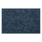 Navy blue doormat with holly bi-level pattern on a white background