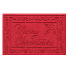 Bright red doormat with 'Merry Christmas' text and a holly decorative boarder on a white background