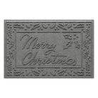 Gray doormat with 'Merry Christmas' text and decorative border on a white background