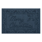 Navy blue doormat with a bi-level 'Merry Christmas' text and decorative border on a white background