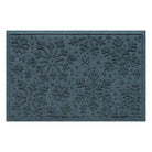 Beautiful blue doormat with bi-level snowflake pattern on a white background