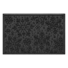 Dark grey doormat with snowflake pattern on a white background