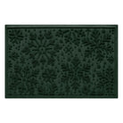 Dark green doormat with holiday snowflake pattern on a white background