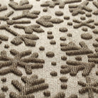 Close-up of a textured rug with a geometric pattern