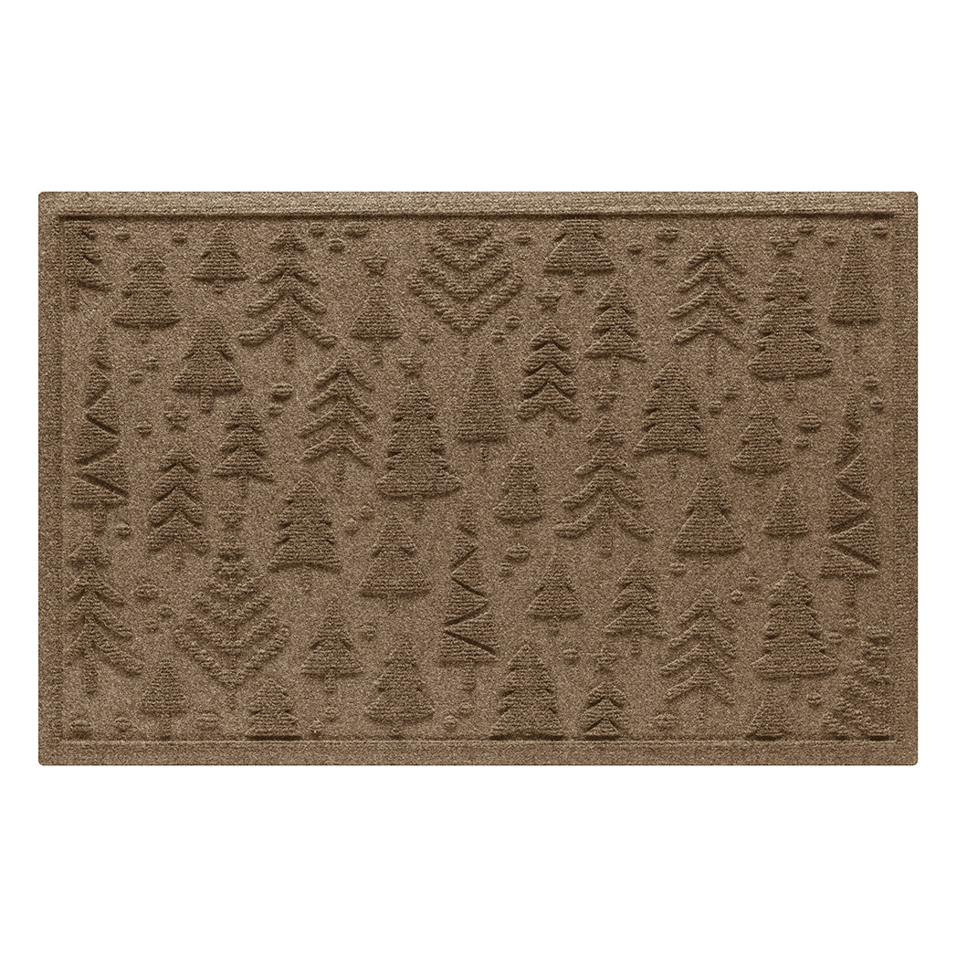 Brown doormat with tree pattern on a white background