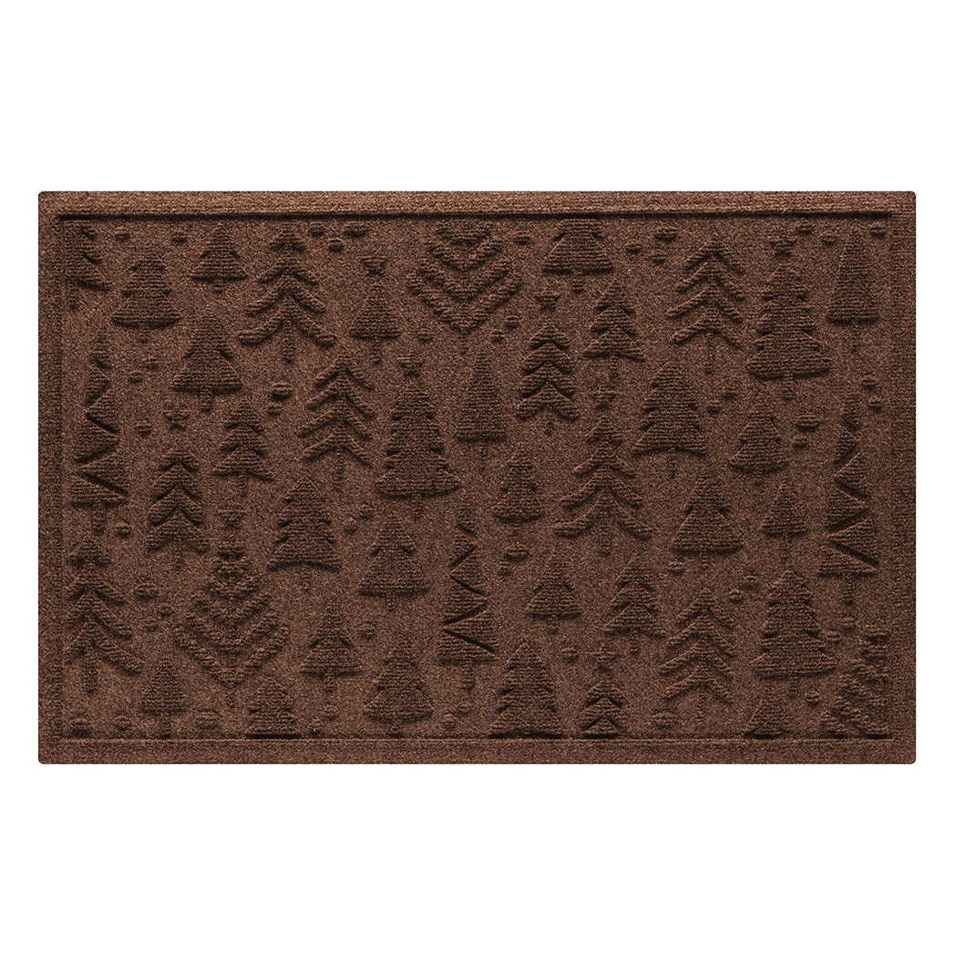 Brown doormat with tree pattern on a white background