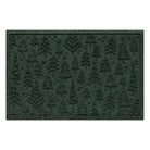 Dark green doormat with textured tree pattern on a white background