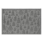 Gray doormat with repeating tree pattern on a white background