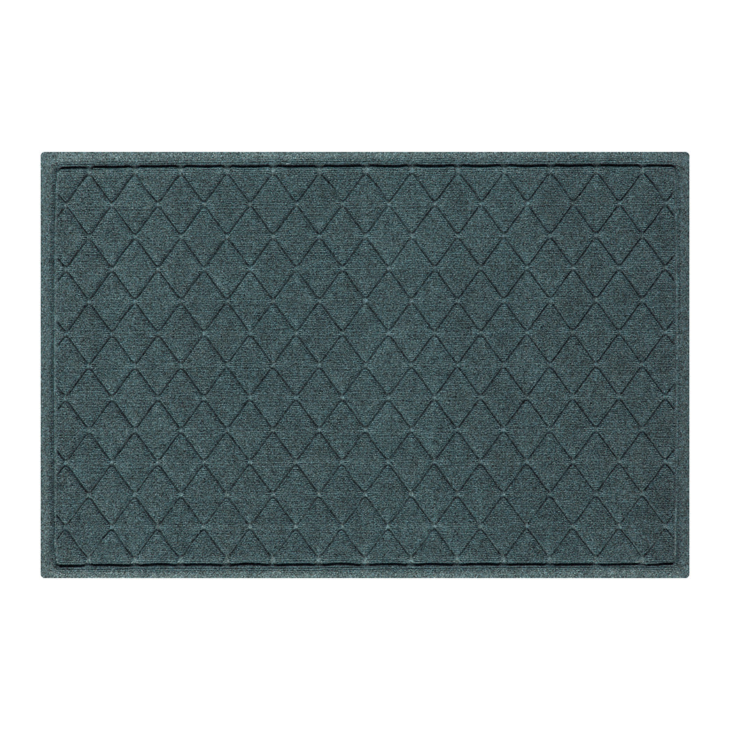 3x5 WaterHog Argyle outdoor doormat in a light blue/grey interlocking diamond pattern for a timeless appeal.