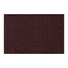 Overhead of a large Argyle all-weather door mat with a deep wine red interlocking diamond, bi-level design for trapping dirt and debris from shoes.