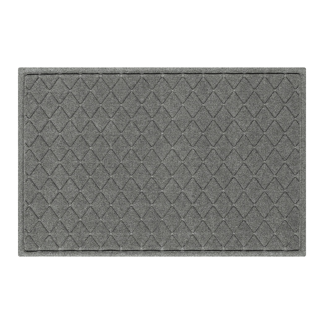 WaterHog 3x5 indoor/outdoor doormat in a light grey surface and interlocking diamond pattern perfect for front doors and sidelights.