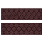 Pair of WaterHog Argyle water-resistant stair treads with a deep wine-red interlocking diamond design on a stain-resistant surface.