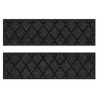Pair of WaterHog Argyle modern stair treads with a deep grey interlocking diamond design, backed by Matter's durable rubber backing.