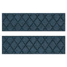 Quality WaterHog outdoor stair tread mats with a jean-blue surface and interlocking diamond pattern for a traditional look and feel.