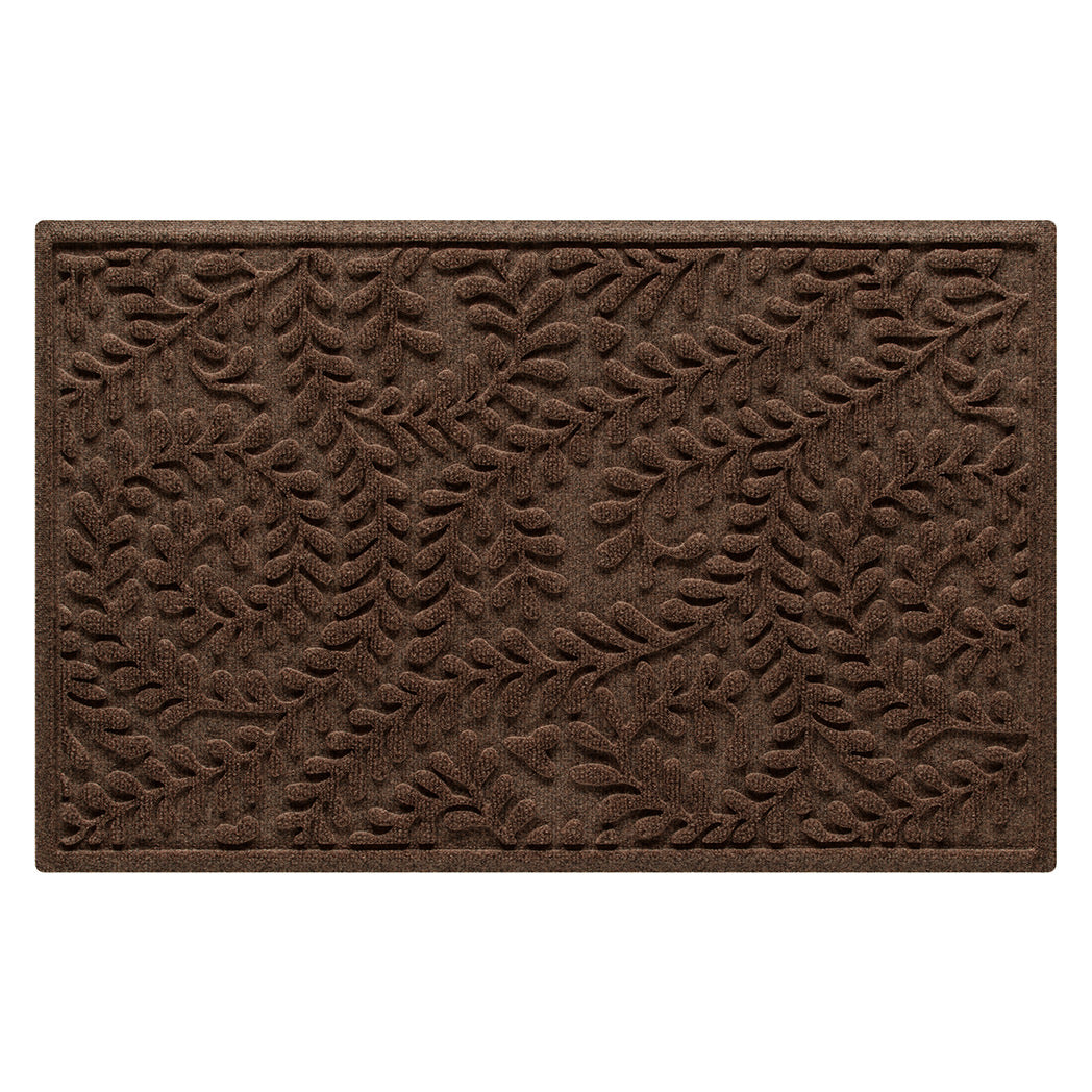 Boxwood WaterHog 2x3 premium doormat in curling botanical, bi-level design and earthy brown color, making for a stylish and fun doormat.