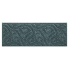 Premium WaterHog 2x5 outdoor runner in a light blue/grey curling botanical design, and durable rubber backing.