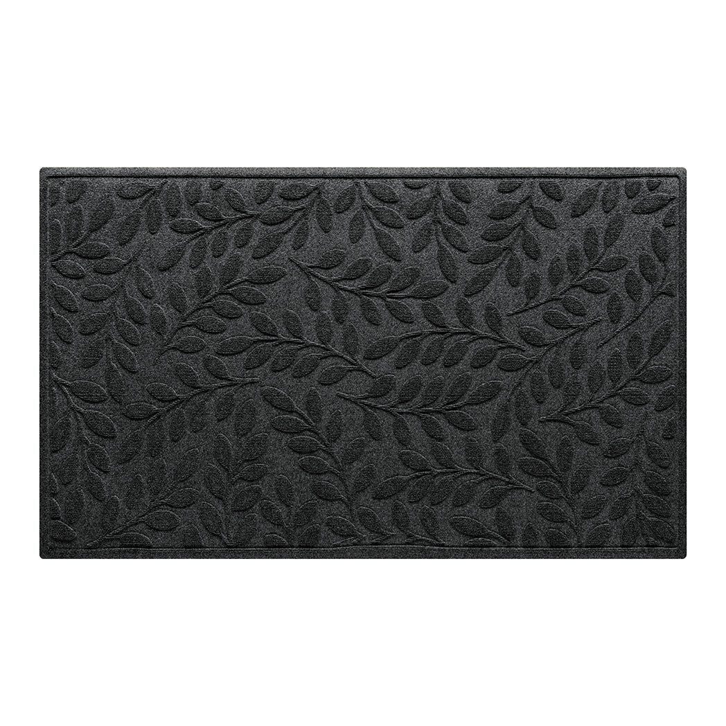 Medium dark grey genuine WaterHog Doormat perfect for indoors or outdoors with sleek botanical design on eco-friendly materials.