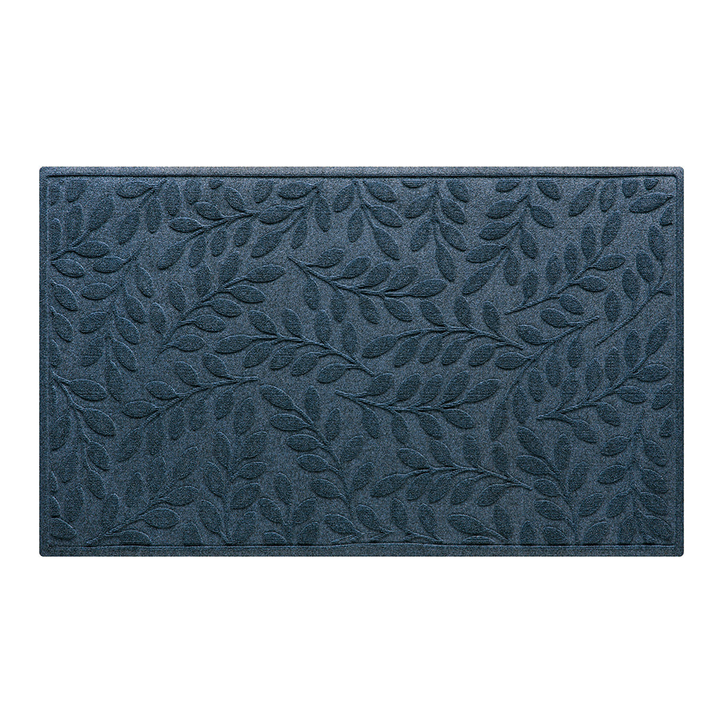 Indoor/outdoor genuine WaterHog doormat in brittney leaf beautiful navy blue bi-level design with eco-friendly materials.