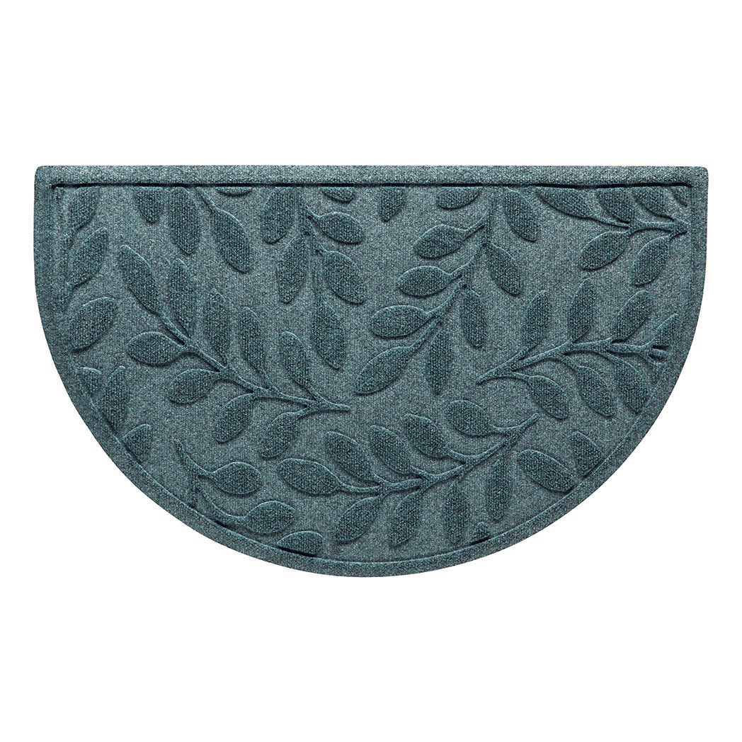 Half-round genuine WaterHod indoor/outdoor doormat with botanical bi-level design to help prevent tracking into your home.