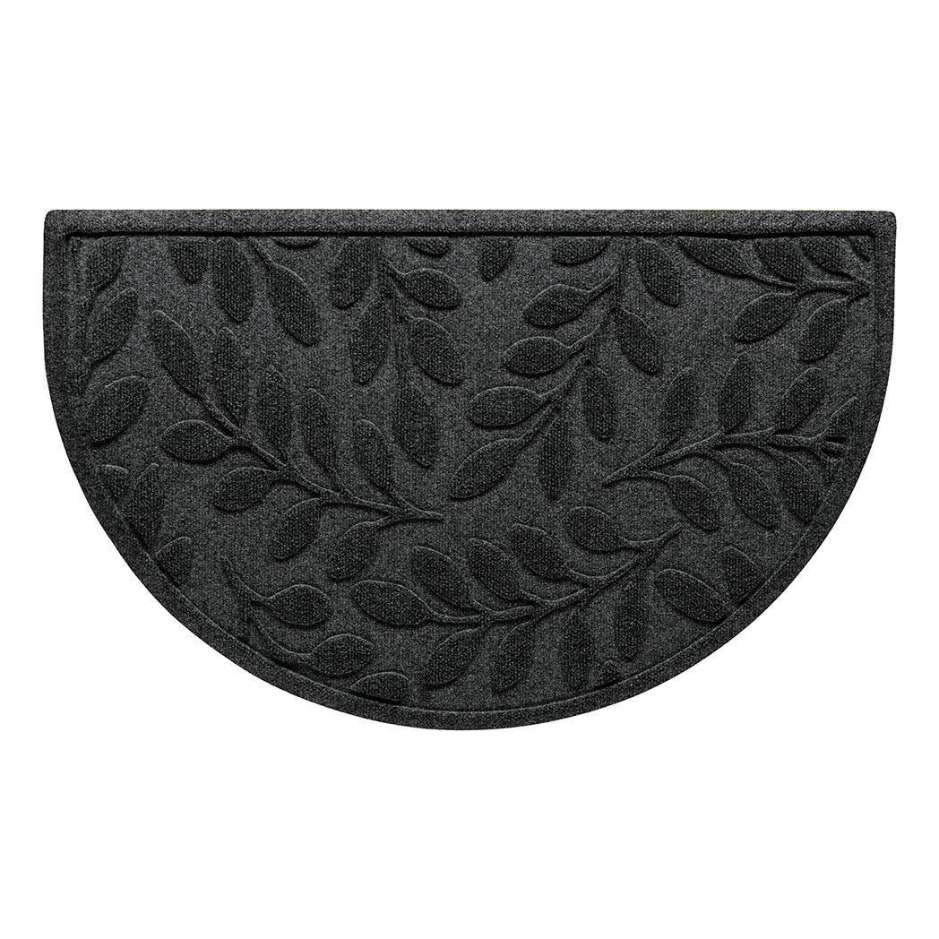 Standard half-round WaterHog doormat perfect for scraping shoes and protecting your home with its eco-friendly bi-level design in deep charcoal grey.