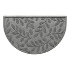 All-weather WaterHog half-round doormat in Brittney Leaf medium grey design perfect for trapping dirt and debris to prevent tracking.