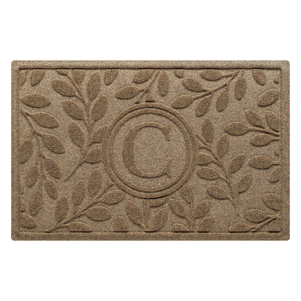 Classic WaterHog indoor/outdoor doormat with a botanical leaf design with a monogrammed letter in the center. Perfect for all weather types and made in the USA.