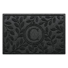 Monogrammed WaterHog all-weather doormat with botanical leafy design on a surface made of recycled PET and backed with durable rubber.