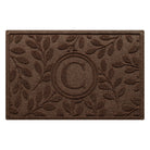 Deep brown classic WaterHog all-weather doormat with a bi-level botanical design surrounding a monogrammed letter in the center for a touch of personalization. Perfect for inviting guests into your home while also protecting your floors.