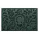 Beautiful earthy green WaterHog doormat in brittney leaf design monogrammed with a letter made with eco-friend materials in the USA.
