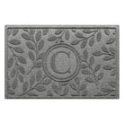 Medium grey genuine WaterHog doormat with botanical bi-level design monogrammed with a C perfect for all weather.