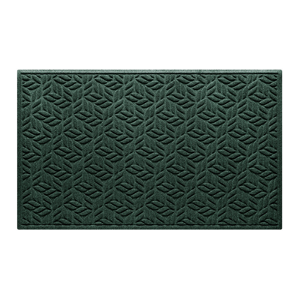 Genuine WaterHog large outdoor door mat with a deep green leaf petal design, an American-made mat.
