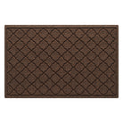 Cordova WaterHog medium-sized outdoor doormat in a dark earthy brown surface and repeating quatrefoil pattern.
