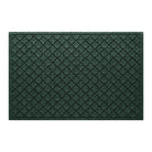 An authentic WaterHog large premium door mat with a deep green surface and repeating quatrefoil pattern.