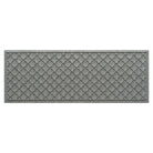 Overhead of a WaterHog 2x5 indoor/outdoor luxury runner in a light grey repeating quatrefoil and eco-friendly, durable surface.