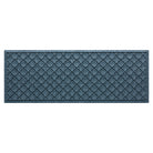 Overhead of a 2x5 Cordova outdoor runner with a relaxed blue surface and repeating quatrefoil pattern.