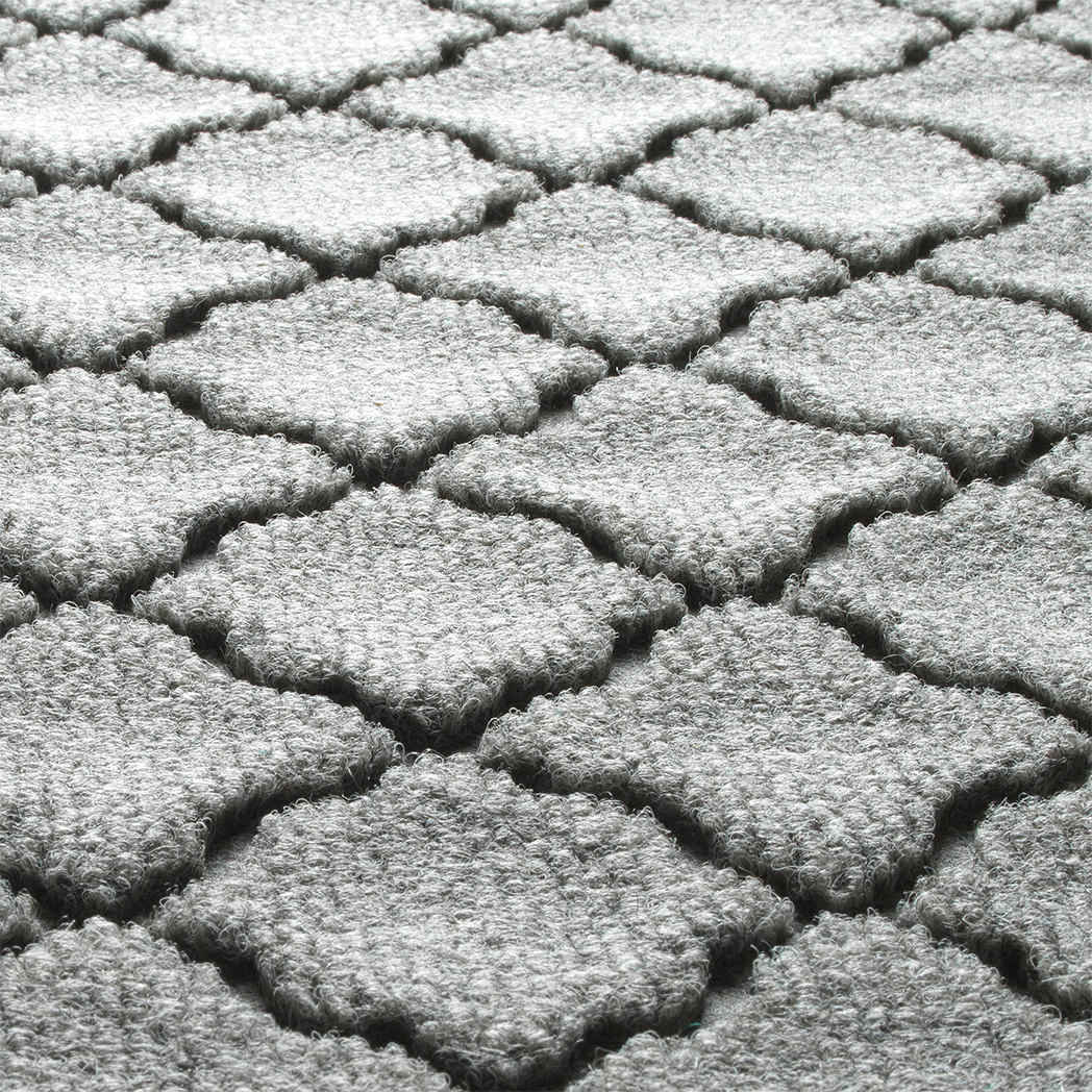 Close-up of Cordova's fade-resistant surface creating a light grey, long-lasting doormat.