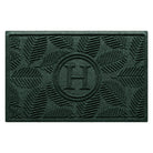 Personalized WaterHog 2x3 Deanna monogram doormat with a deep green leafy design; made in America.