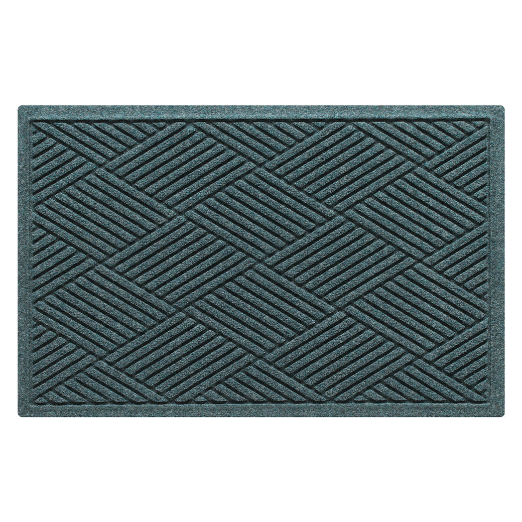 Diamonds WaterHog 2x3 rugged doormat in a light blue/grey, crisscrossing linear design; an American-made mat.