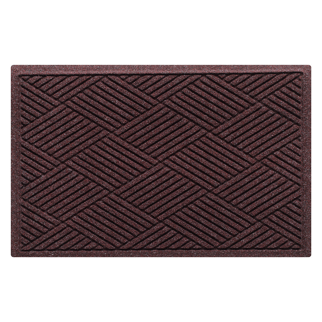 Diamonds WaterHog 2x3 outdoor all-weather door mat with a deep wine red crisscrossing linear design.