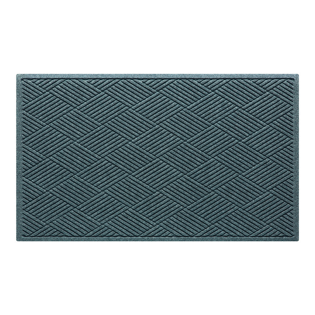 Diamonds WaterHog 3x5 outdoor doormat in a light blue/grey crisscrossing linear, bi-level design.