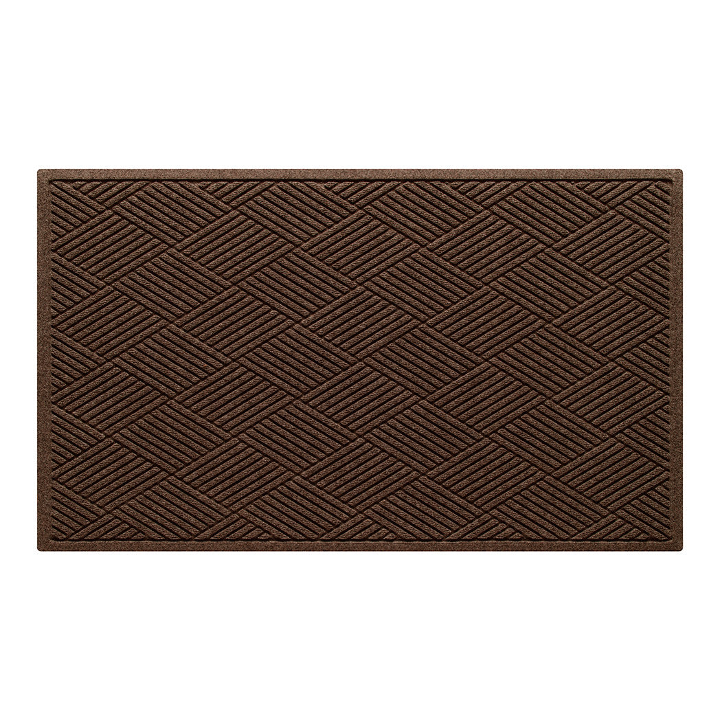 Diamonds WaterHog large door mat with a dark earthy brown crisscrossing linear and eco-friendly, durable surface.